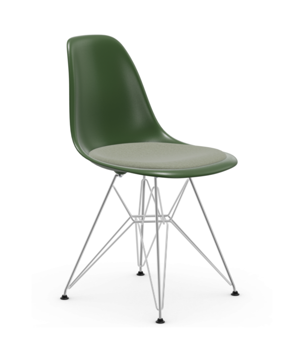 Vitra  Vitra - Eames Plastic Side Chair RE DSR met zitkussen Hopsak, chroom