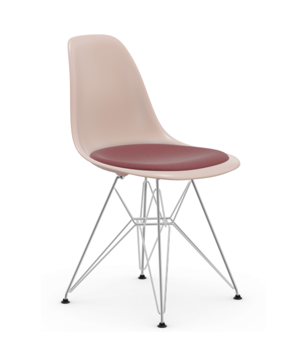 Vitra  Eames Plastic DSR Stoel met zitkussen Hopsak, chroom