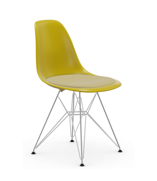 Vitra  Vitra - Eames Plastic Side Chair RE DSR with seat cushion Hopsak, chrome