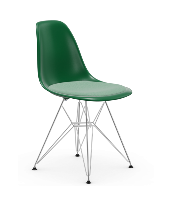 Vitra  Vitra - Eames Plastic Side Chair RE DSR with seat cushion Hopsak, chrome