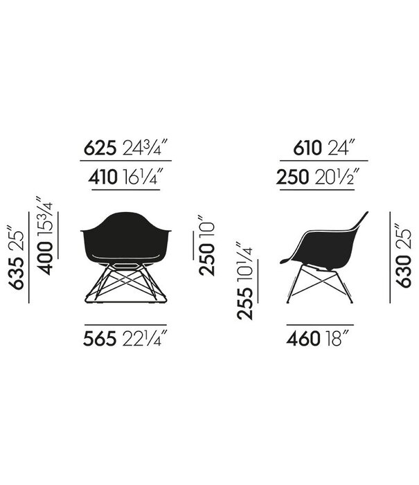 Vitra  Vitra - Eames Plastic Armchair RE LAR onderstel basic dark