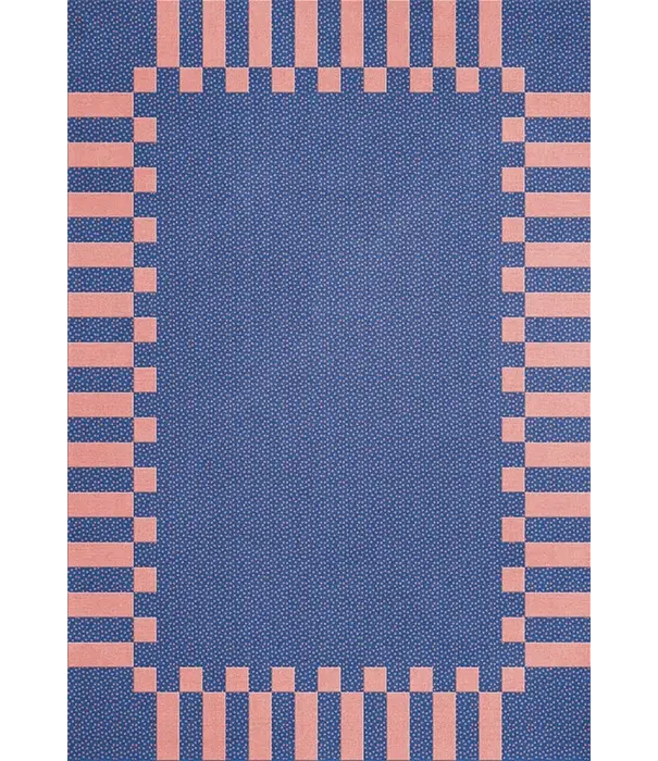 Layered  Layered Teklan Frame Rug Cobalt Salmon