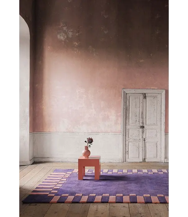 Layered  Layered Teklan Frame Rug Cobalt Salmon