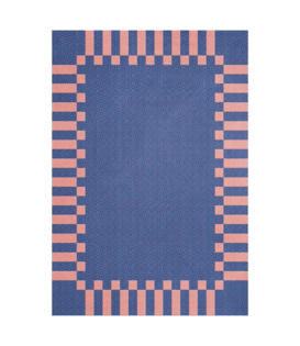 Layered Teklan Frame Rug Cobalt Salmon