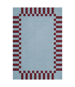 Layered Teklan Frame Rug Mullbery Sky