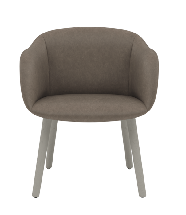 Muuto  Muuto - Fiber Soft Armstoel Grace leder, houten voet