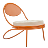 Gubi - Copacabana lounge chair international orange, cushion Leslie Stripe