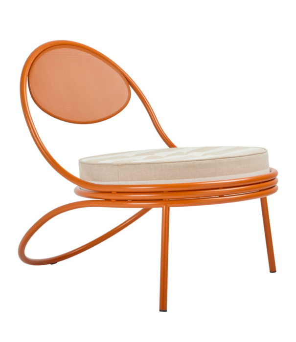 Gubi  Gubi - Copacabana lounge chair international orange, cushion Leslie Stripe