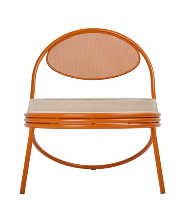 Gubi  Gubi - Copacabana Outdoor lounge stoel international orange, kussen Leslie stripe