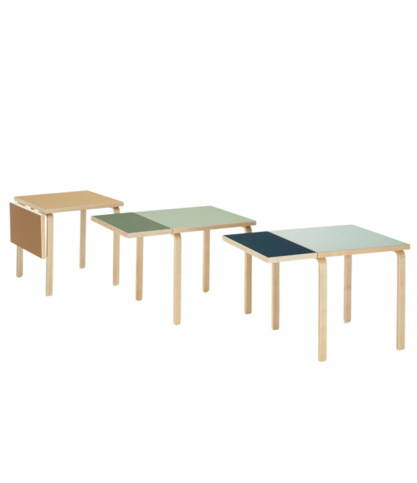 Artek  Artek - Aalto foldable tafel DL81C berken, clay / walnut linoleum