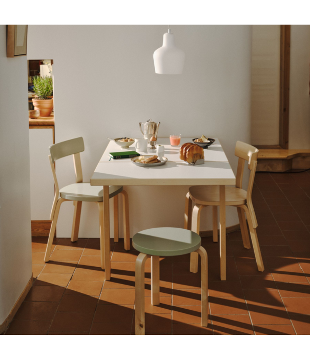 Artek  Artek - Aalto foldable table DL81C birch, clay / walnut linoleum