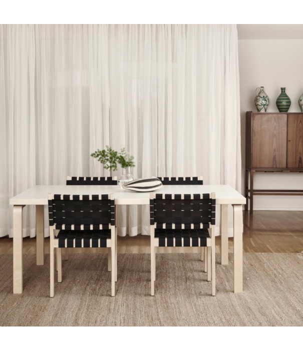 Artek  Artek - Aalto Table 84 Birch  - Black Linoleum