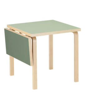 Artek - Aalto foldable tafel DL81C berken, pistachio / olive linoleum