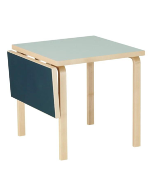 Artek - Aalto foldable tafel DL81C berken,  Vapour / Smokey blue linoleum
