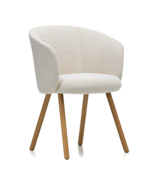Mikado Eetkamerstoel met arm Nubia Ivory pearl , eiken poten