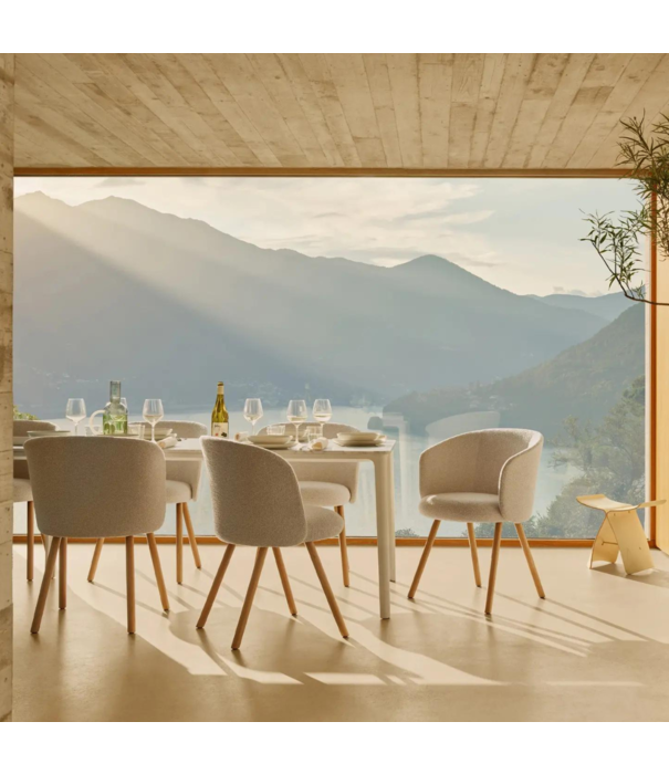 Vitra  Vitra Mikado Eetkamer Side Stoel eiken, stof Nubia Ivory-pearl