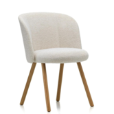 Mikado Eetkamer Side Stoel eiken, stof Nubia Ivory-pearl