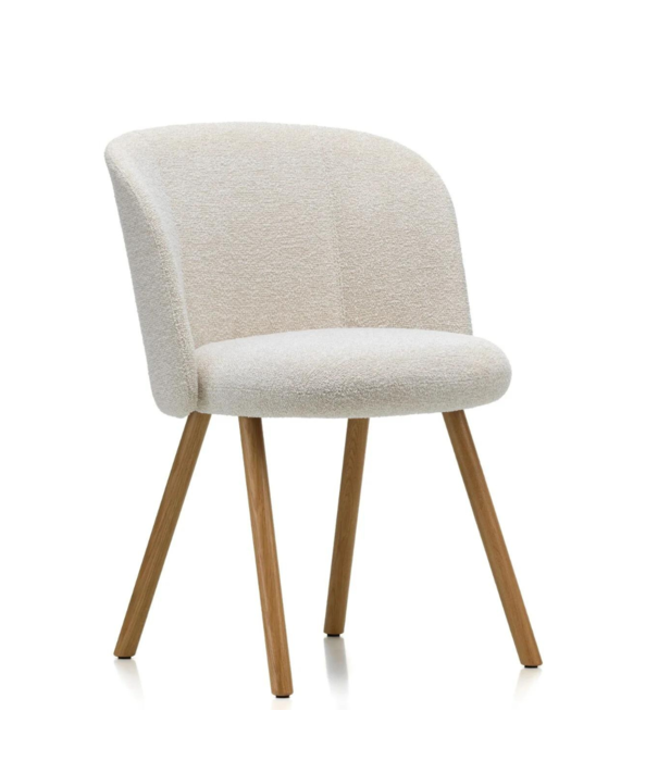 Vitra  Vitra Mikado Eetkamer Side Stoel eiken, stof Nubia Ivory-pearl