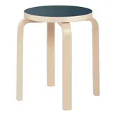 Artek - Stool E60 birch - blue linoleum