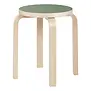 Artek - Stool E60 birch - olive linoleum