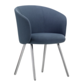 Mikado Armstoel gepolijst aluminium, stof indigo