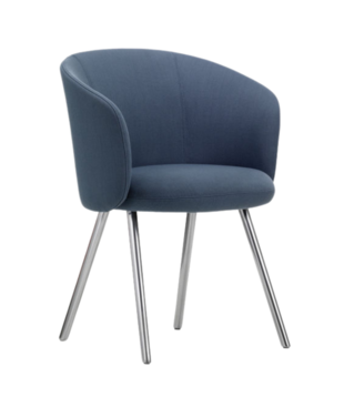 Mikado Dining Armchair Volo indigo, polished aluminium legs