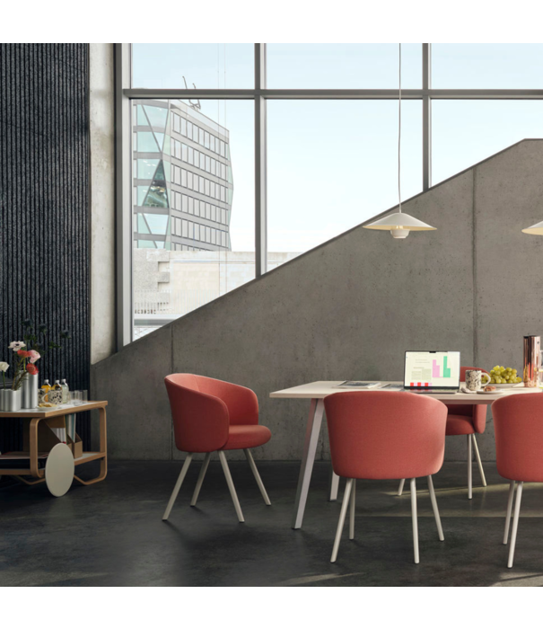 Vitra  Vitra Mikado Armstoel chalk aluminium, stof Credo safran