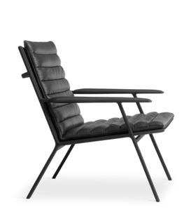 Vipp 456 Lounge Stoel zwart leer , zwart voet
