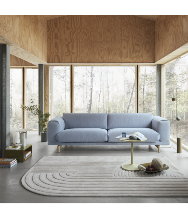 Muuto Rest 3,5-zits Bank Fiord 961 groen, eiken voet