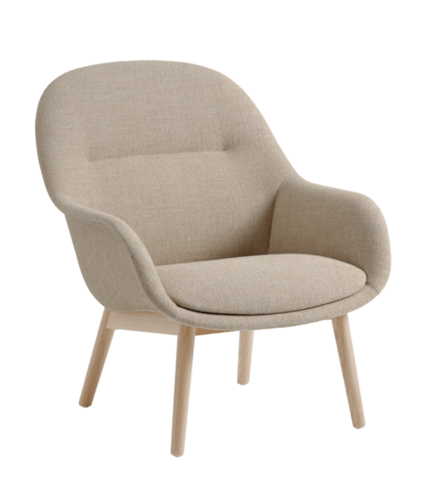 Muuto  Muuto Fiber Lounge Armstoel, houten poten