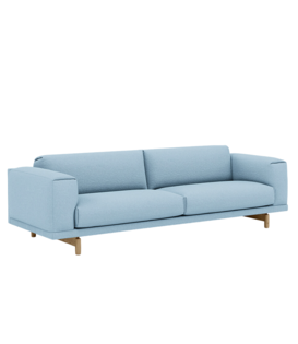 Muuto - Rest 3-seater Sofa fabric Hearth, base oak