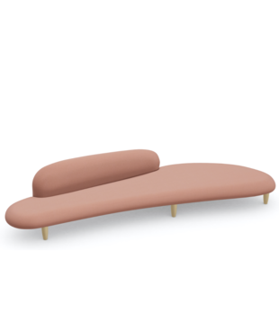 Vitra Freeform Sofa Credo pale rose-cognac, esdoorn poten 300cm