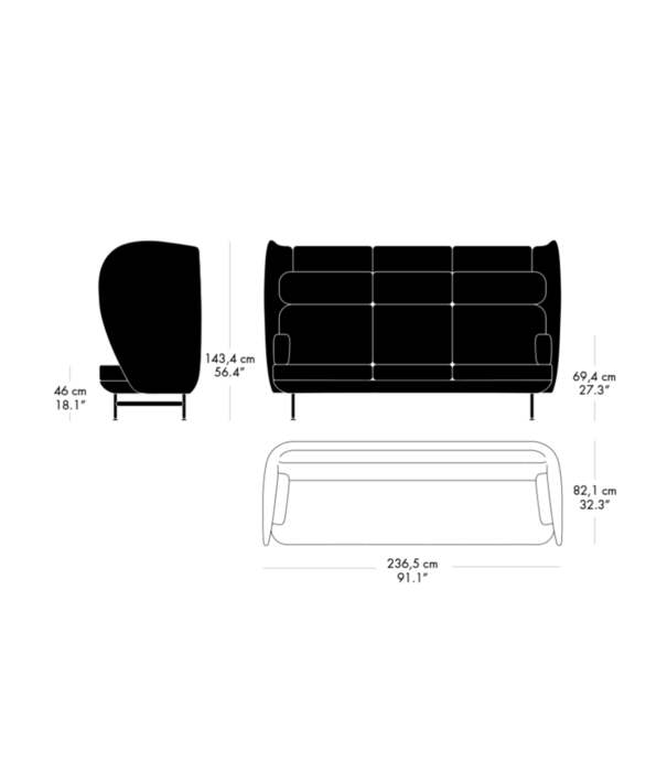 Fritz Hansen Fritz Hansen - Plenum 3-seater Sofa, model JH1003