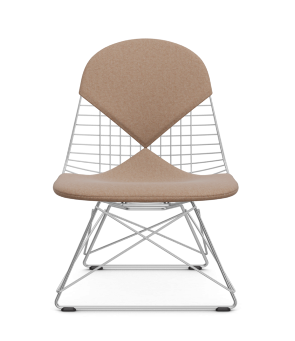 Vitra  Vitra Eames Wire Chair LKR lounge chair chrome, Hopsak cognac-ivory