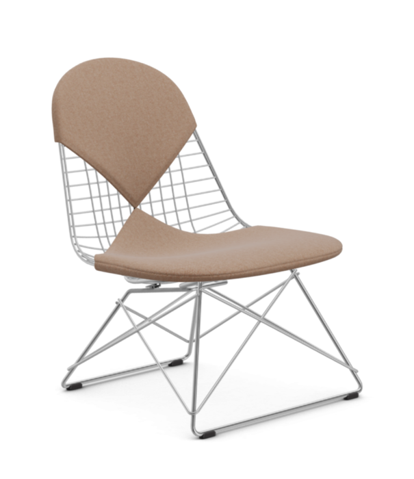 Vitra  Wire Chair LKR lounge stoel chroom, bekleding Hopsak cognac-ivory