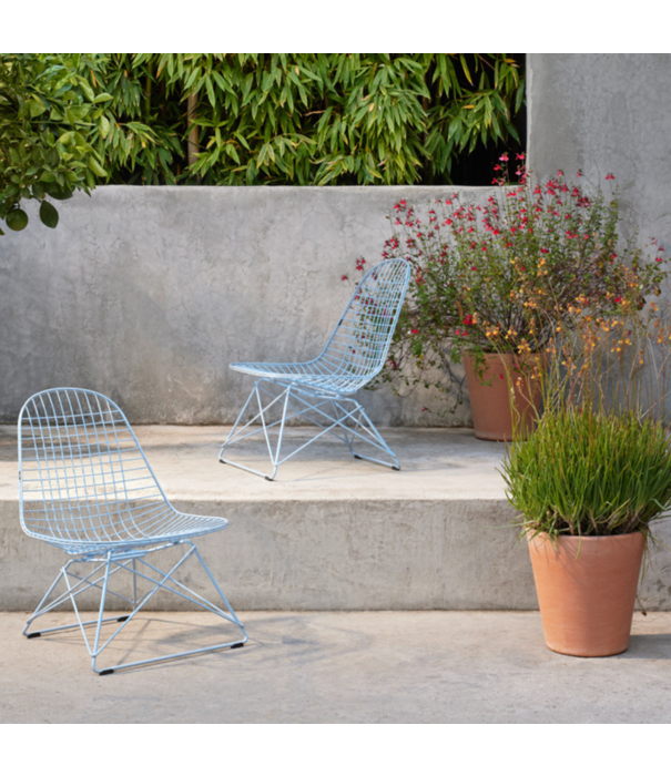 Vitra  Vitra Eames Wire Chair LKR lounge chair chrome, Hopsak cognac-ivory