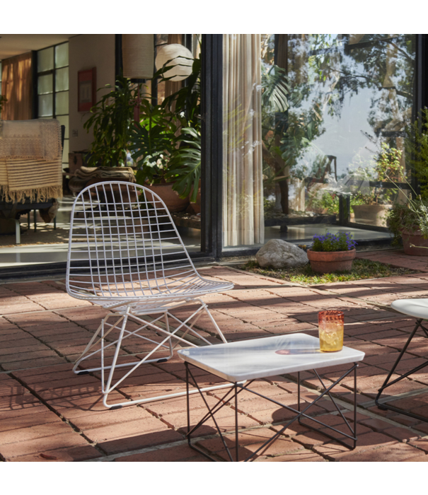 Vitra  Vitra Eames Wire Chair LKR lounge stoel chroom, Hopsak cognac-ivory