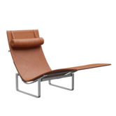 Fritz Hansen - PK24 lounge chair leather, base matte chrome steel