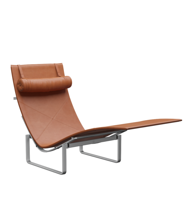 Fritz Hansen Fritz Hansen - PK24 lounge stoel leer, voet mat chroom staal