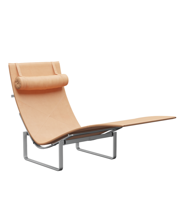 Fritz Hansen Fritz Hansen - PK24 lounge stoel leer, voet mat chroom staal