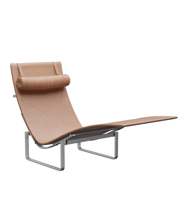Fritz Hansen Fritz Hansen - PK24 lounge chair leather, base matte chrome steel