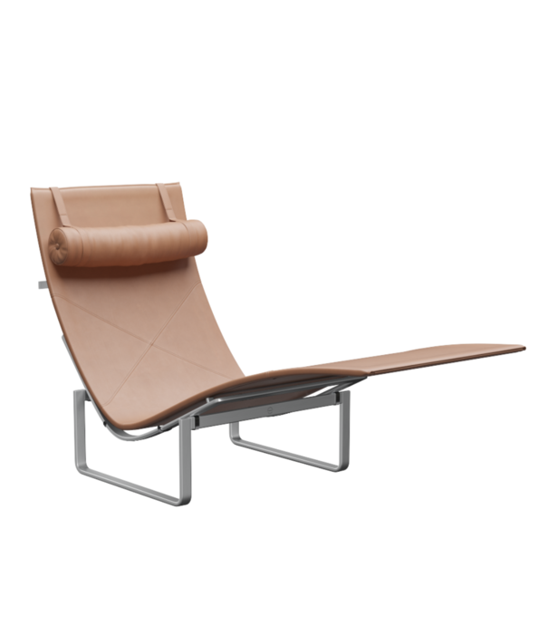 Fritz Hansen Fritz Hansen - PK24 lounge stoel leer, voet mat chroom staal