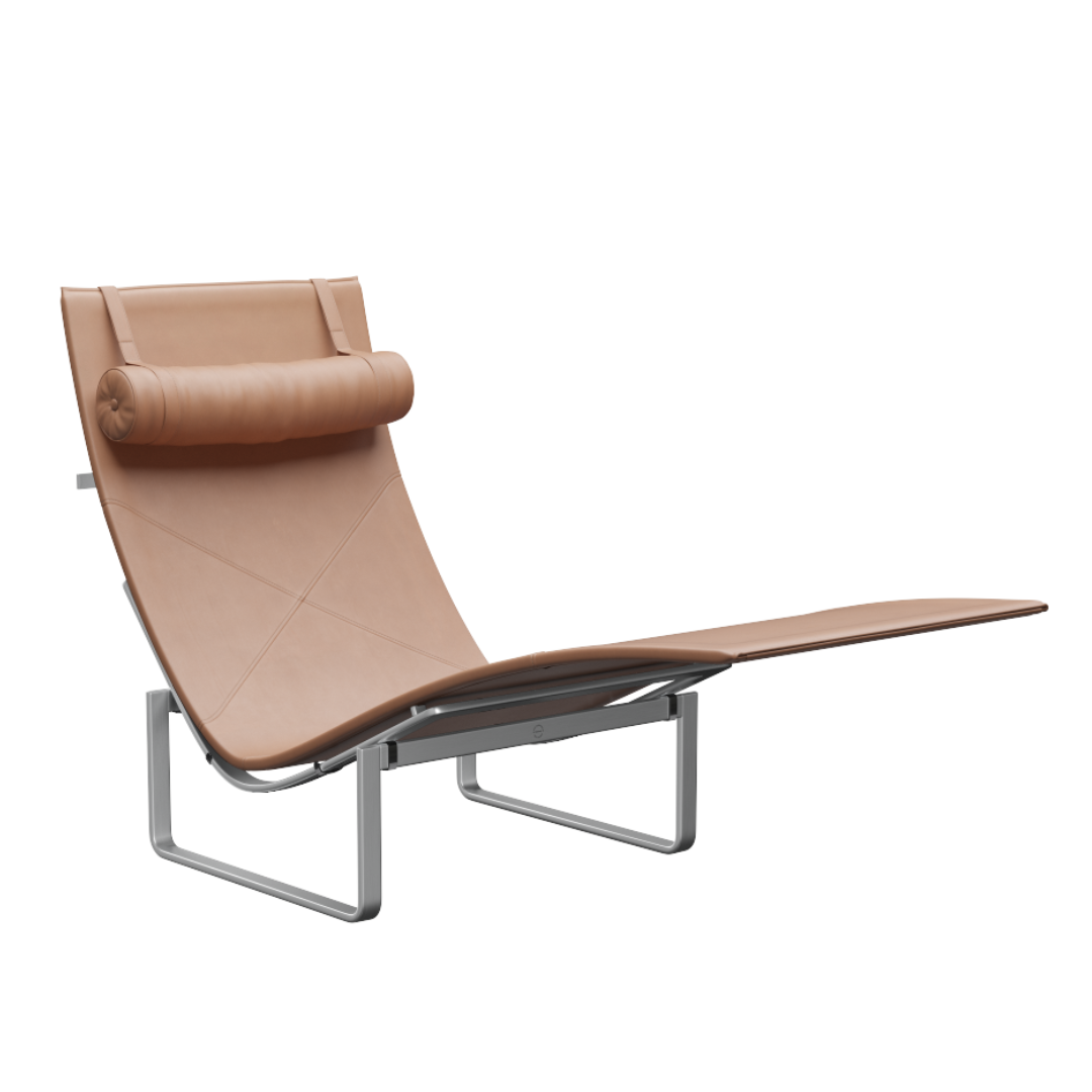 Fritz Hansen Fritz Hansen PK24 lounge chair leather base matte chrome steel