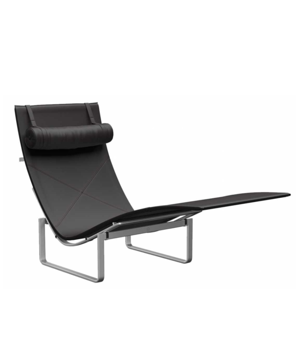 Fritz Hansen Fritz Hansen - PK24 lounge stoel leer, voet mat chroom staal