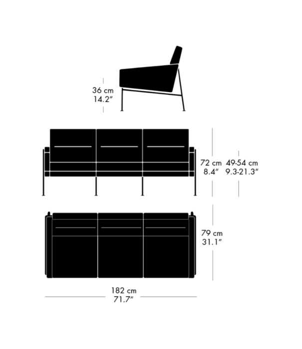 Fritz Hansen Fritz Hansen - Model 3303 Series 3300 3-zits Bank