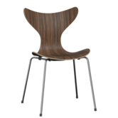Fritz Hansen Lily Dining Chair walnut, chrome base