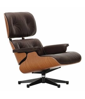 Vitra - Eames Lounge Chair kersenhout, chocolate premium leder, zwart voet
