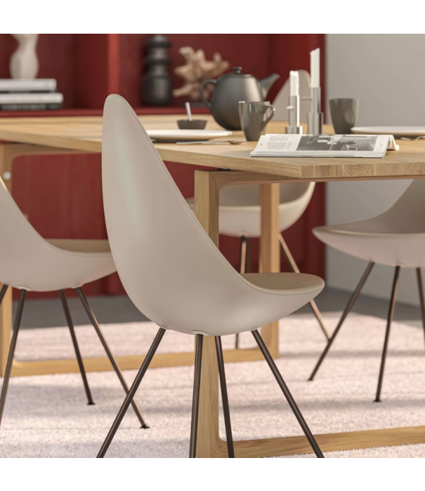 Fritz Hansen Fritz Hansen Drop Eetkamerstoel, chrome stalen poten