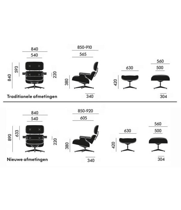 Vitra  Eames Lounge Chair & Ottoman donker walnoot, chocolate premium F leer