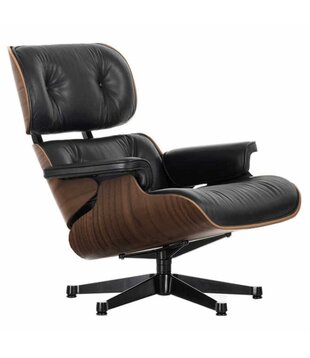 Vitra - Eames Lounge Chair black pigmented nuts, black leather / black